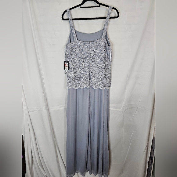 Marina size 12 silver sparkle metallic sleeveless maxi evening gown NWT - Picture 3 of 8